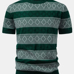 Rhombus Geometry Knitted Sweater T-Shirt & Slim Fit Tapered Trousers