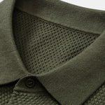 Pineapple Texture Knitted Polo Shirt
