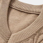 Heavyweight Geometric Jacquard V Neck Sweater