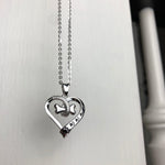 Dog Paw and Heart Necklace in Stainless Steel