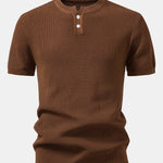 Waffle Textured Knitted Henley Shirt