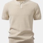 Waffle Textured Knitted Henley Shirt