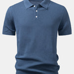 Textured Crochet Knitted Polo Shirt