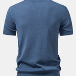 Textured Crochet Knitted Polo Shirt