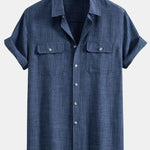 Textured Button Up Shirt With Two Pockets