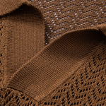 Textured Crochet V Neck Polo Shirt
