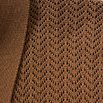 Textured Crochet V Neck Polo Shirt