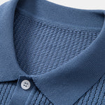 Textured Crochet Knitted Polo Shirt