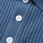 Textured Crochet Knitted Polo Shirt