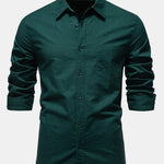 Long Sleeve Linen Cotton Blend Shirt With Pocket
