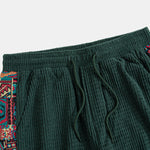 Ethnic Geometric Jacquard Patchwork Corduroy Pants
