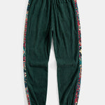 Ethnic Geometric Jacquard Patchwork Corduroy Pants