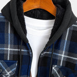 Teddy Lined Flannel Zip Up Plaid Hooded Shirt