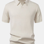 Stripe V Neck Knit Polo Shirt