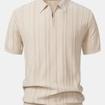 Stripe Jacquard Zipper Knit Polo Shirt