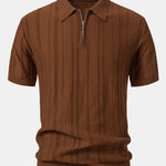 Stripe Jacquard Zipper Knit Polo Shirt