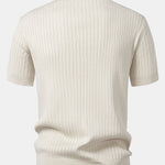 Stripe V Neck Knit Polo Shirt