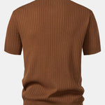 Stripe V Neck Knit Polo Shirt