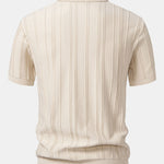 Stripe Jacquard Zipper Knit Polo Shirt
