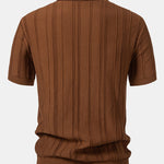 Stripe Jacquard Zipper Knit Polo Shirt