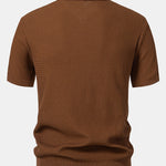 Wave Jacquard Knit V Neck Polo Shirt