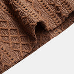 Geometry Rhombus Jacquard Button Up Shirt & Straight Leg Linen Pants