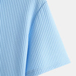 Ribbed Hooded  Arc Hem T-Shirt & Straight Leg Ribbed Pants