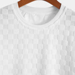 Relax Fit Checkerboard Jacquard Casual T-Shirt & Shorts Set