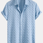 Checkerboard Jacquard Button Up Shirt & Drawstring Shorts