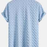 Checkerboard Jacquard Button Up Shirt & Drawstring Shorts