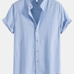 Stand Collar Linen Shirt
