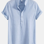 Half Open Collar Linen Shirt