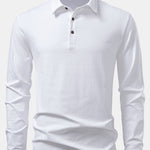 Solid Long Sleeve Cotton Polo Shirt