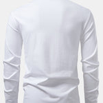 Solid Long Sleeve Cotton Polo Shirt