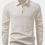 Long Sleeved Knitted Waffle Polo Shirt