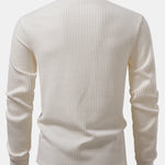 Long Sleeved Knitted Waffle Polo Shirt