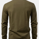 Solid Long Sleeve Cotton Polo Shirt