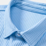Long Sleeve Muscle Fit Ribbed Button Up Shirt & Straight Leg Ribbed Pants