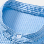 Long Sleeve Muscle Fit Ribbed Stand Collar Shirt