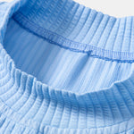 Ribbed Mock Neck T-Shirt & Drawstring Ribbed Shorts