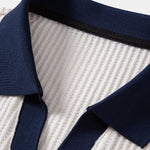 Contrast Knit Waffle Johnny Collar Polo & Slim Fit Tapered Trousers