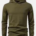Long Sleeved Cotton Hooded T-Shirt