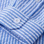 Seersucker Striped Stand Collar Shirt & Straight Leg Linen Pants