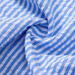 Seersucker Striped Stand Collar Shirt & Straight Leg Linen Pants