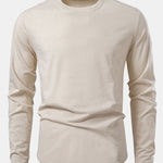 Basic Long Sleeve Cotton Arc Hem T-Shirt