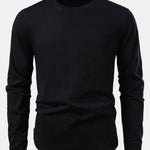 Basic Long Sleeve Cotton Arc Hem T-Shirt