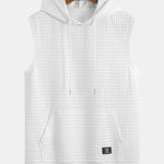 Waffle Sleeveless Hooded T-Shirt With Kangaroo Pocket & Shorts