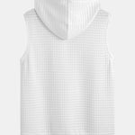Waffle Sleeveless Hooded T-Shirt With Kangaroo Pocket
