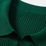Stripe Johnny Collar Knit Polo & Straight Leg Ribbed Pants