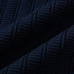 Contrast Textured Johnny Collar Knit Polo & Slim Fit Tapered Trousers